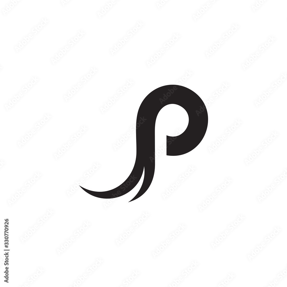 letter p curves geometric flow design logo vector letter p curves geometric flow design logo vector