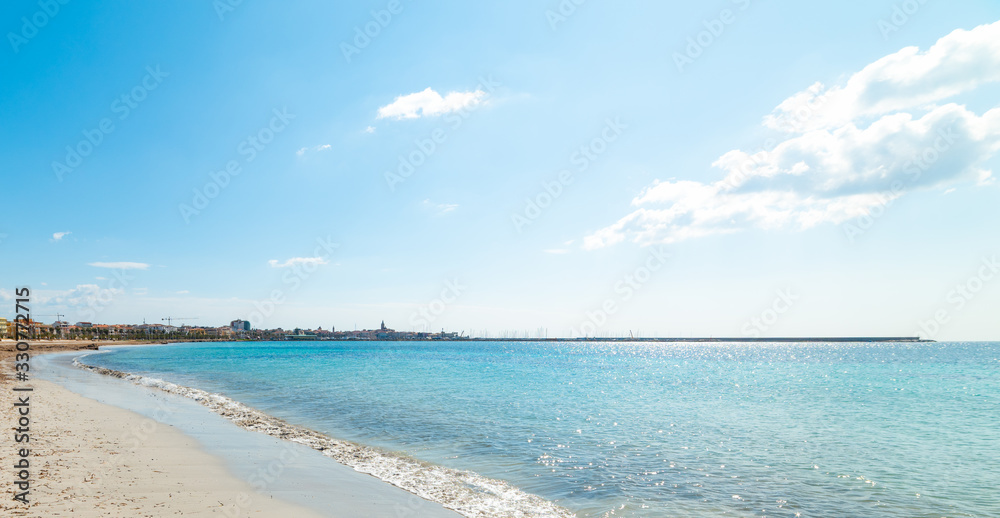 Blue sea in Alghero shore in the springtime