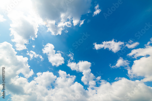 Soft clouds and blue sky in springtime