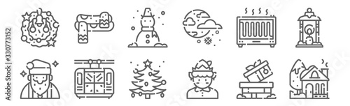 Quadro em tela set of 12 winter christmas icons