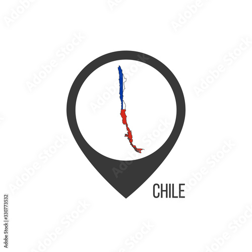 Map pointers with contry Chile. Chile flag. Stock vector illustration isolated on white background.