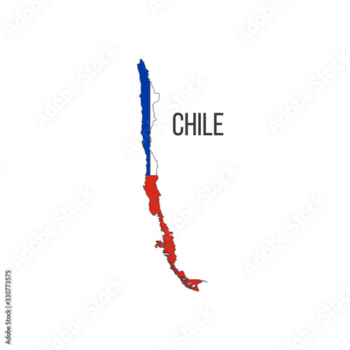 Chile flag map. The flag of the country in the form of borders. Stock vector illustration isolated on white background.