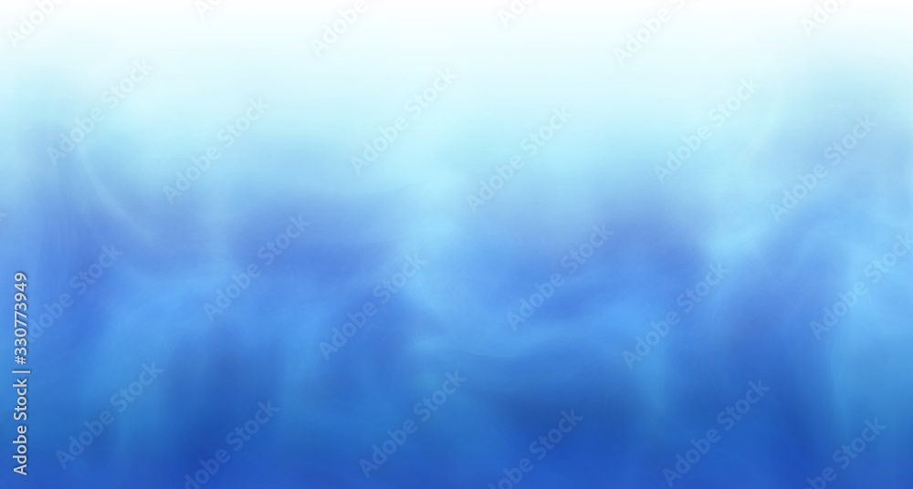 Blue fog on white background. Light blue blurry abstract
