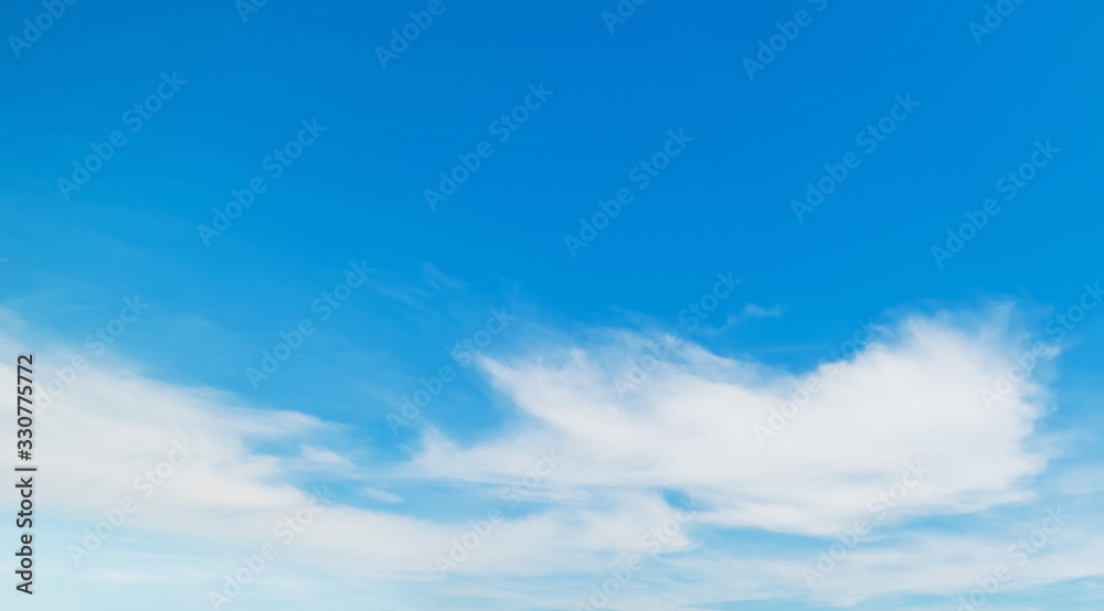 blue and white sky with clouds in springtime
