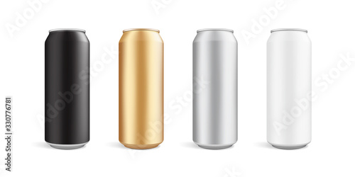 cans of different colors isolated on white background  mock up 