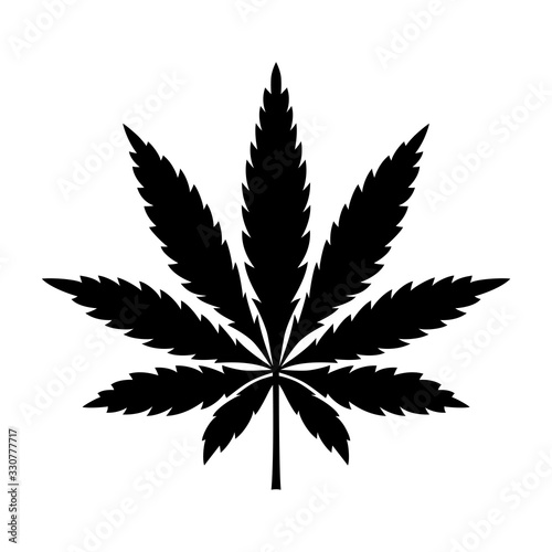 Marijuana leaf or cannabis leaf weed icon isolated on white background