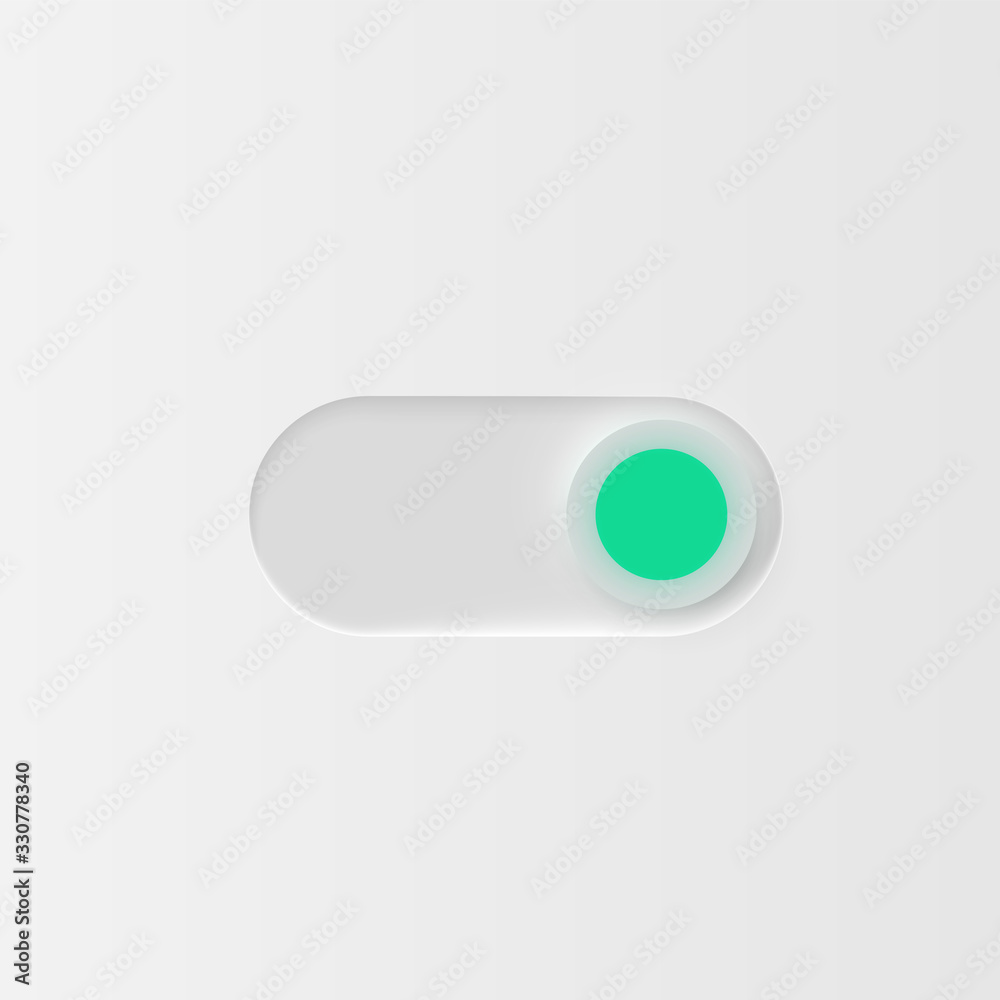 Very high detailed white user interface switch (ON) for websites and mobile apps, vector illustration Very high detailed white user interface switch (ON) for websites and mobile apps, vector illustration