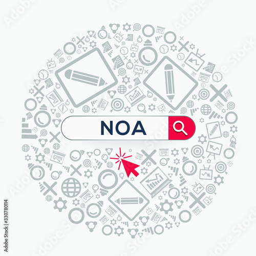 NOA mean (net operating asset) Word written in search bar ,Vector illustration.