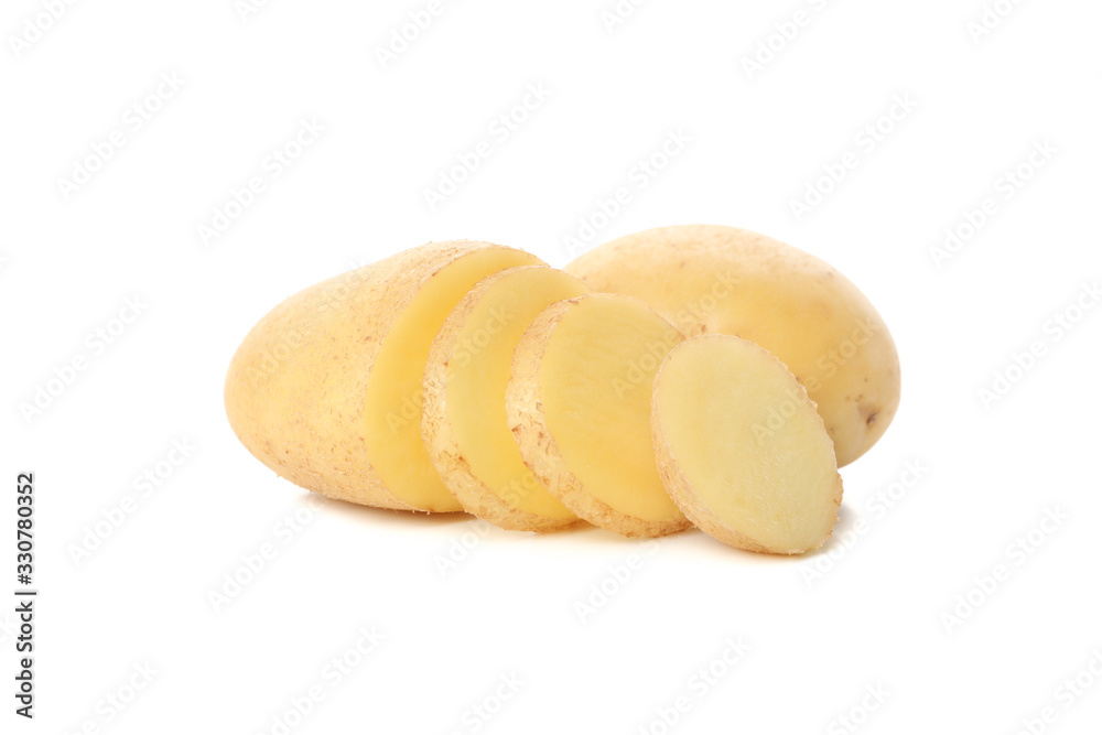 Ripe young potato isolated on white background Ripe young potato isolated on white background