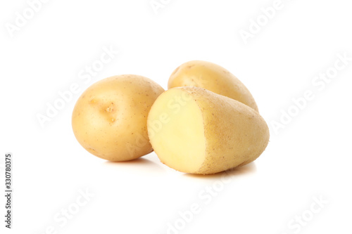 Ripe young potato isolated on white background