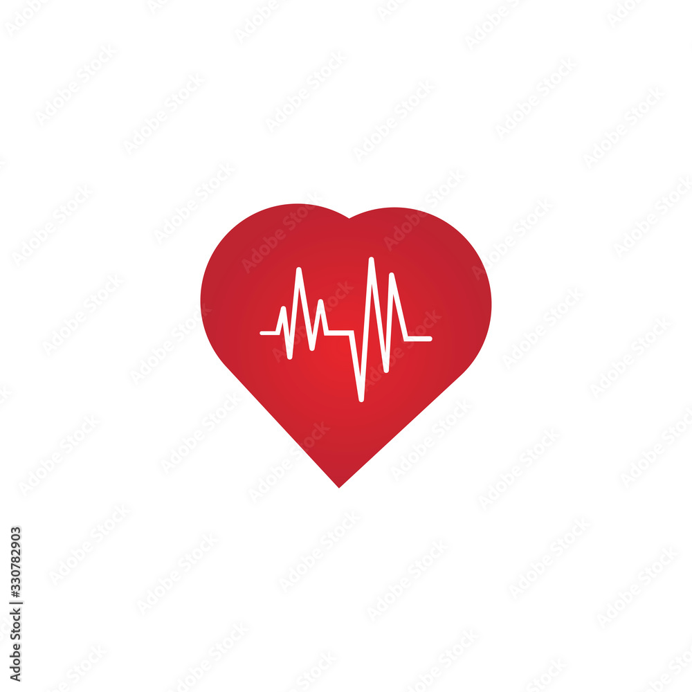 Heart rate icon - health monitor. Red Heart Rate.Blood pressure vector icon, heart cheering cardiogram, good health logo, healthy pulse flat symbol, medical pulsometer element.