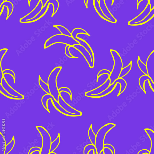 Vector illustration. Bright seamless pattern in the form of yellow bananas. Cover design, wallpaper design, clothing print.