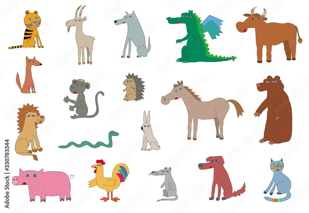 Fototapeta premium Cute animals. Vector Illustration.