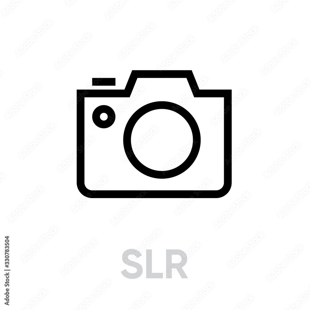 SLR icon. Editable Vector Outline. Trendy flat symbol design. SLR icon. Editable Vector Outline. Trendy flat symbol design.