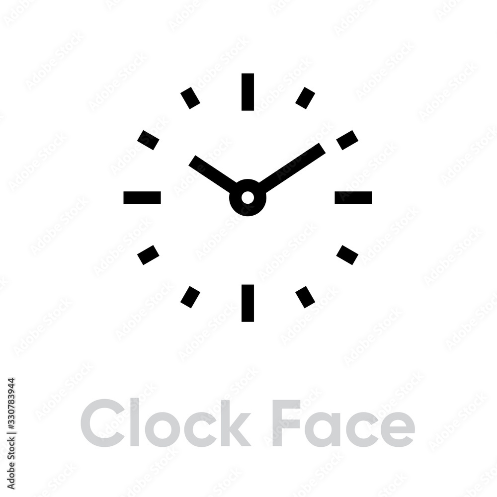 Clock Face icon. Editable Vector Outline