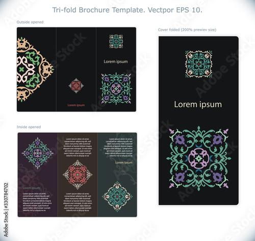 Trifold Brochure Template. Vector Illustration.