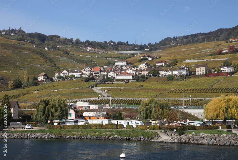 Vineyards of the village of Epesses in Switzerland