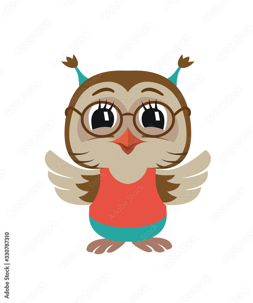 Little cute owl baby. Vector Illustration.