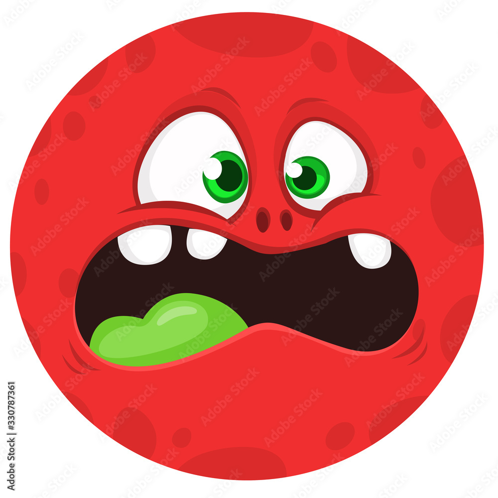 Scared cartoon monster face expression. Vector Halloween monster square avatar. Scared cartoon monster face expression. Vector Halloween monster square avatar.
