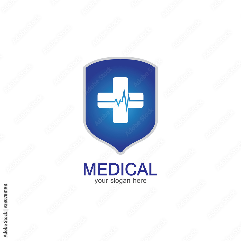 Fototapeta premium Shield icon with Medical pharmacy Isolated on White Background