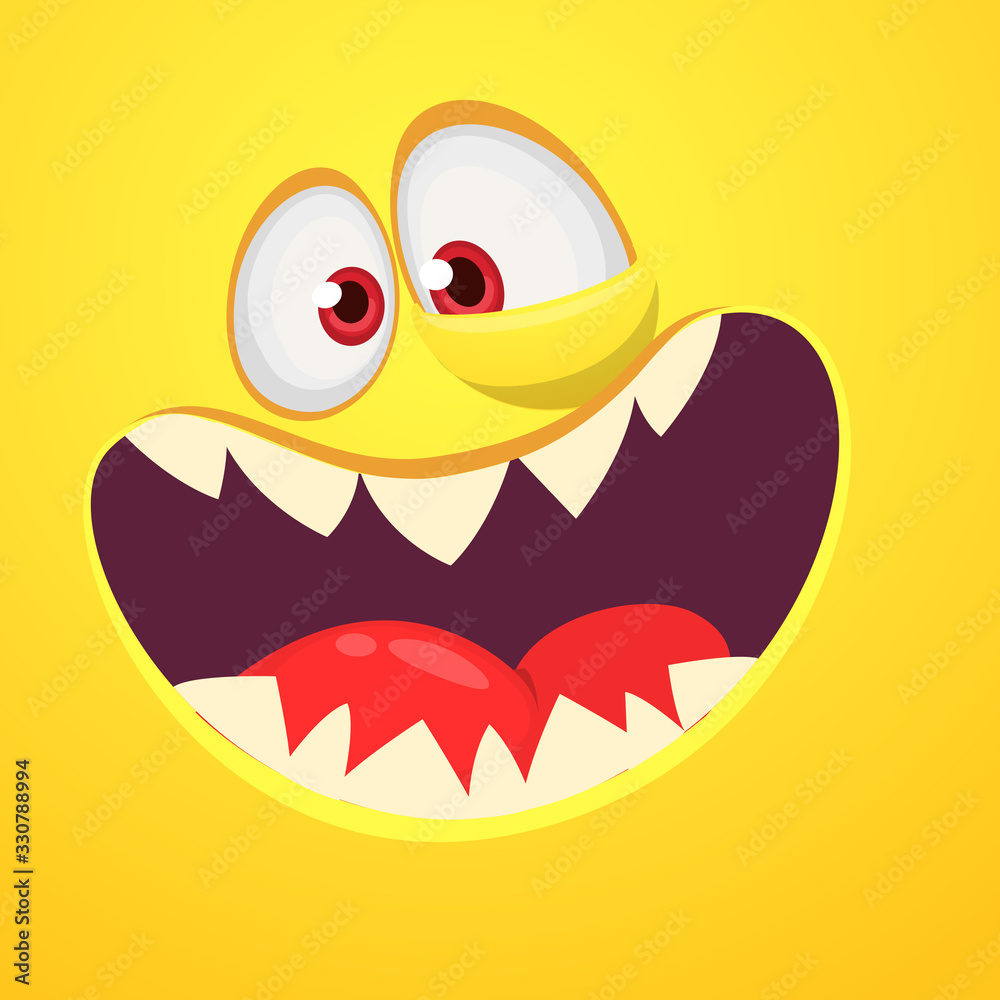 Funny cartoon monster face. Vector Halloween monster square avatar. Funny cartoon monster face. Vector Halloween monster square avatar.