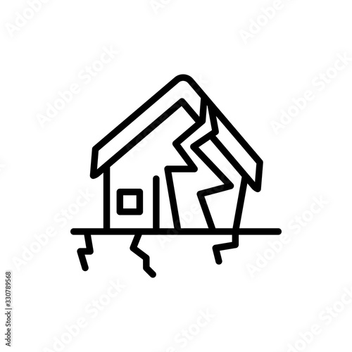 Earthquake Line Vector Icon Style Illustration.