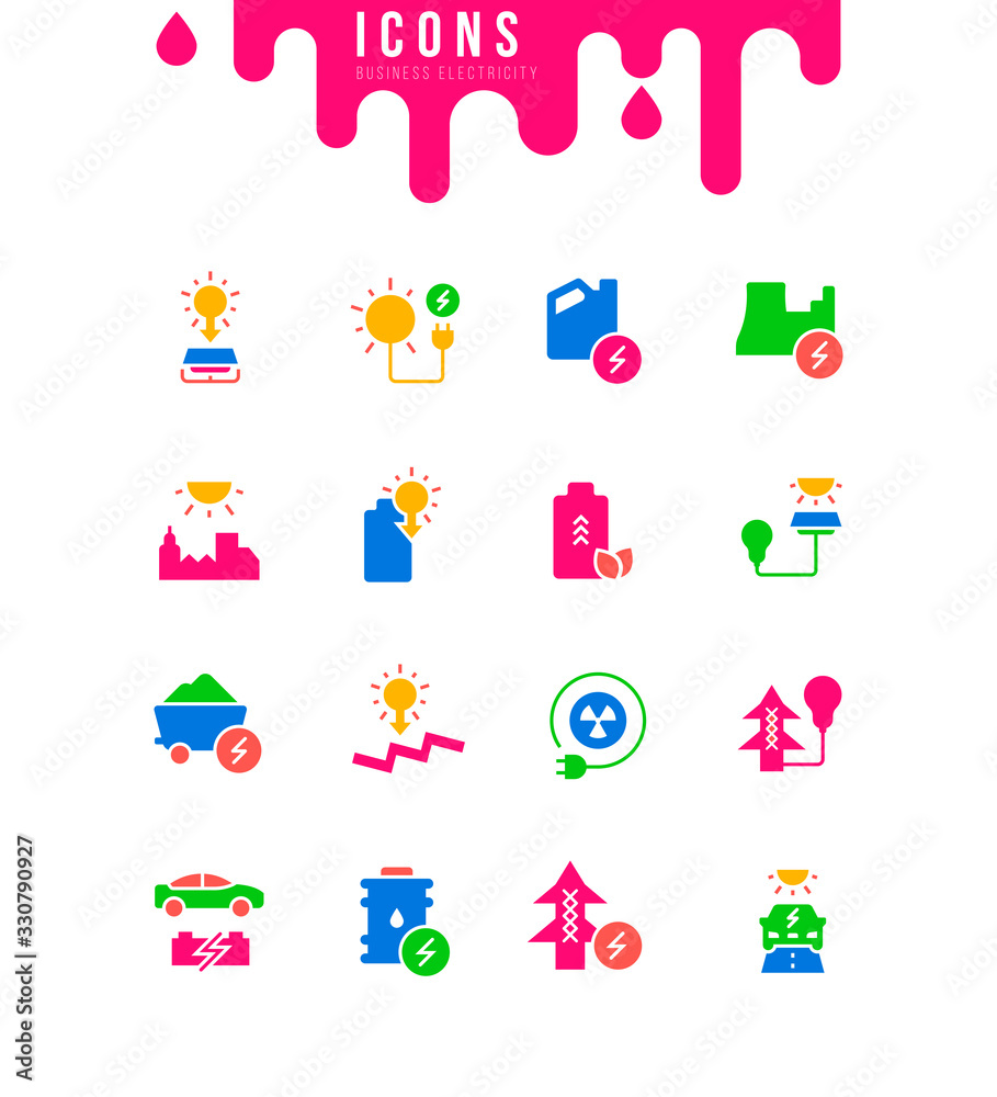 Set of Simple Icons of Business Electricity