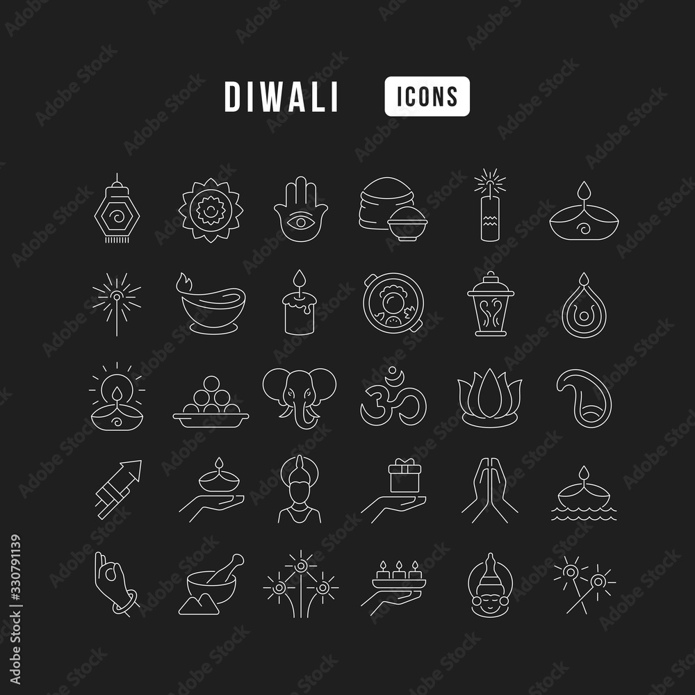 Vector Line Icons of Diwali Vector Line Icons of Diwali