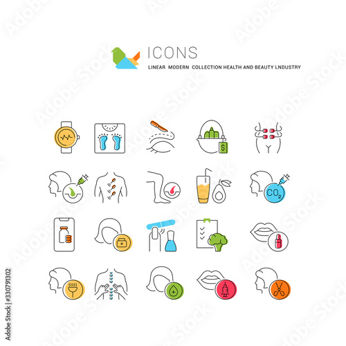 Set Linear Icons of Health and Beauty Industry