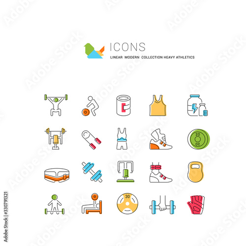 Set Vector Line Icons of Heavy Athletics.