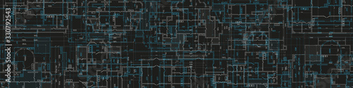 Architectural project on a black background .Construction of houses, structures, buildings.Technical drawing background.Engineering design .Vector , illustration.	