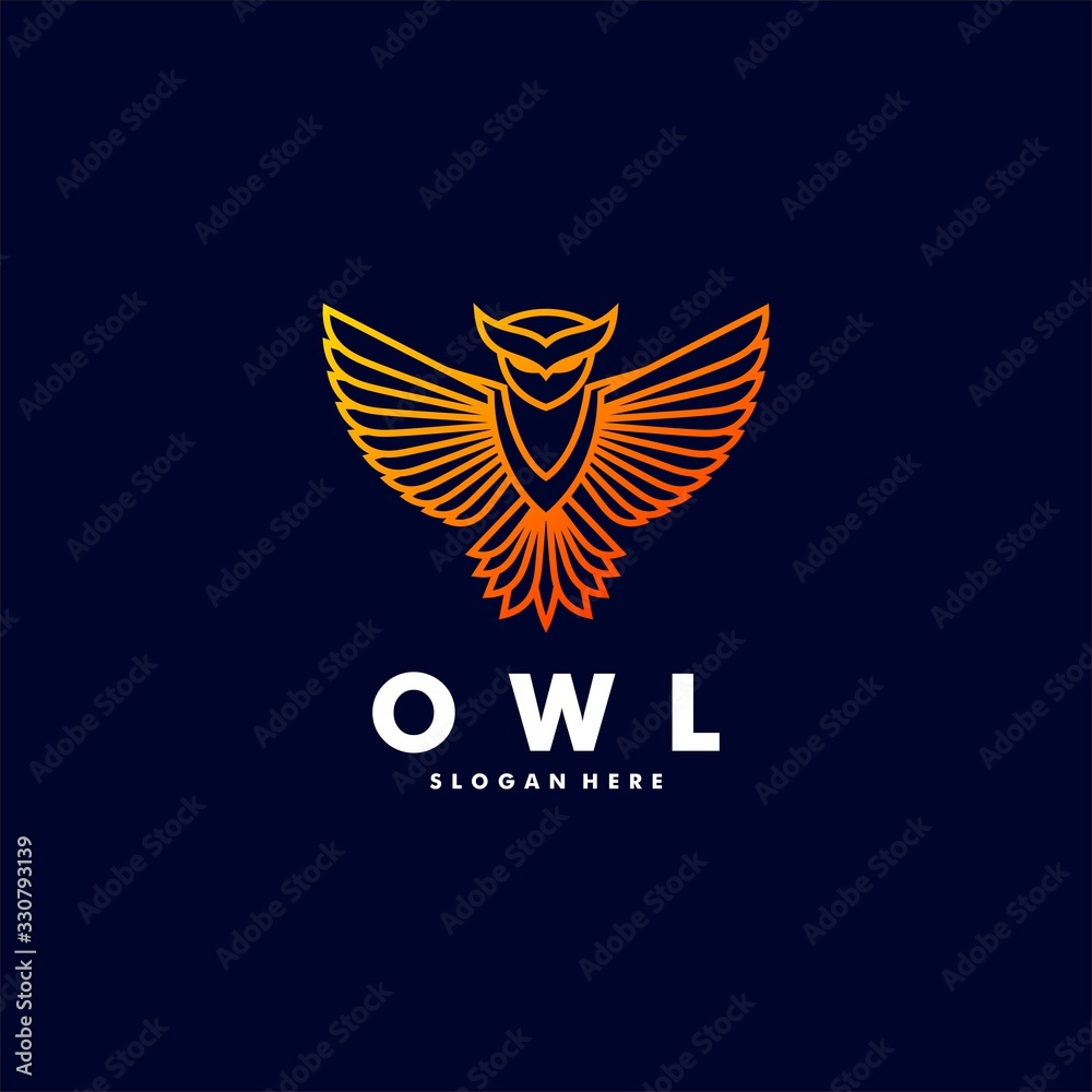 Vector Logo Illustration Owl Gradient Line Art Style. Vector Logo Illustration Owl Gradient Line Art Style.
