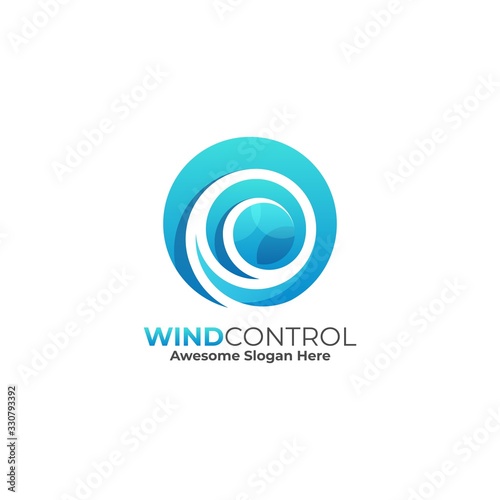 Vector Logo Illustration Wind Control Gradient Colorful Style.