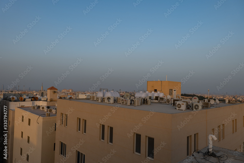 Residential housing rooftop view in Al Khobar, Eastern Saudi Arabia
