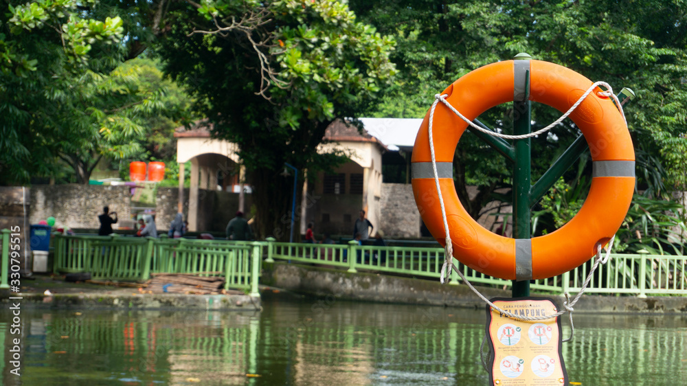 Orange lifebuoy,All Water rescue emergency equipment.