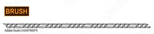 Jewel metallic masculine chain icon illustrator brush for fashion and digital illustration. Colorable customizable vector.