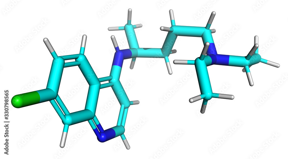 3D structure of Chloroquine, a substance active against the COVID-19 coronavirus and malaria 3D structure of Chloroquine, a substance active against the COVID-19 coronavirus and malaria
