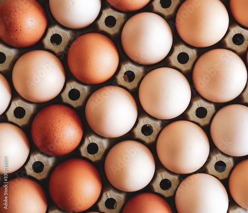 Raw eggs background.
