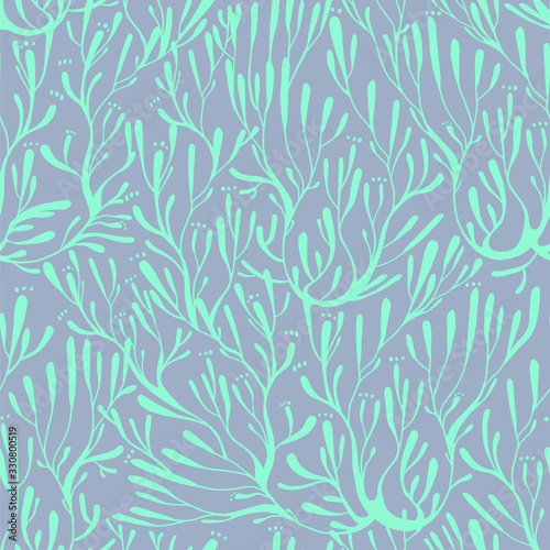 Coral seaweed in the ocean or tree branches seamless pattern.