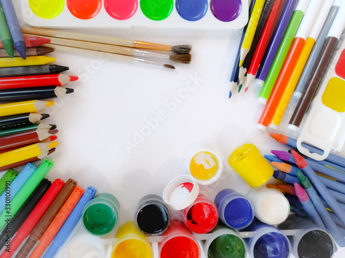 Creative items on a white background