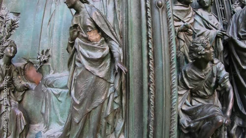 Italy, Milan, 13 February 2020, view and details of the large entrance door before the arrival of the CORONA VIRUSor Italy, Milan, 13 February 2020, view and details of the large entrance door before the arrival of the CORONA VIRUSor