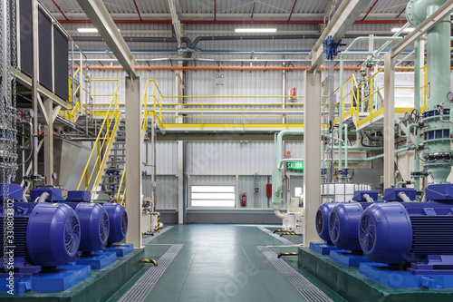 Coolant pumps room in an industrial filter station