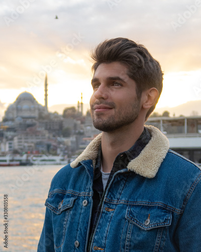 Portrait of a young charming guy in Istanbul photo