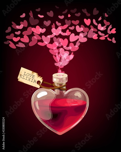 Vector Valentines Day card with love elixir
