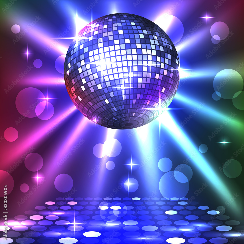 Sparkling disco ball. Night party Stock Vector