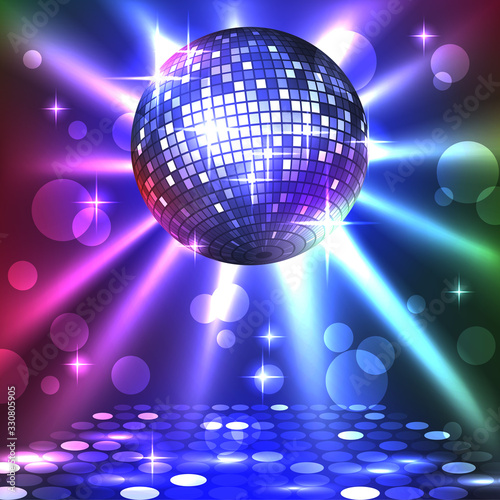 Sparkling disco ball. Night party