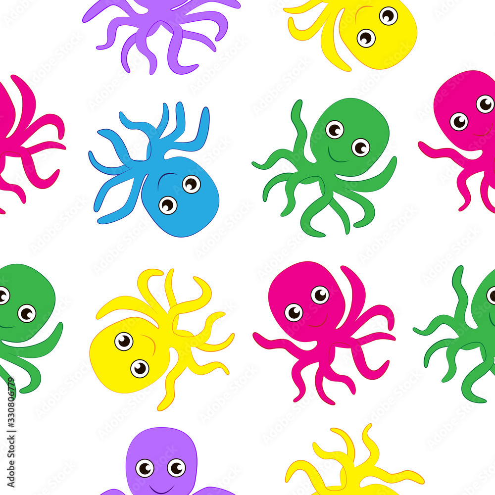 Funny and cute cartoon octopuses. Funny and cute cartoon octopuses.