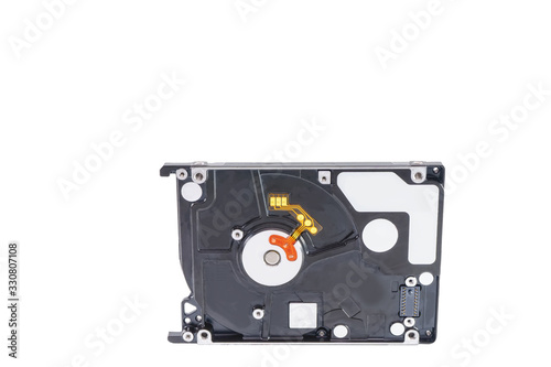 Hard disk drive removable case for repair on a white background.