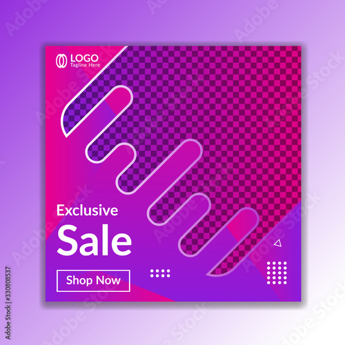 Social media banner ad design template, social media post design, sale banner ad, squire stories template, Minimalist colorful web media post feed banner Premium vector.