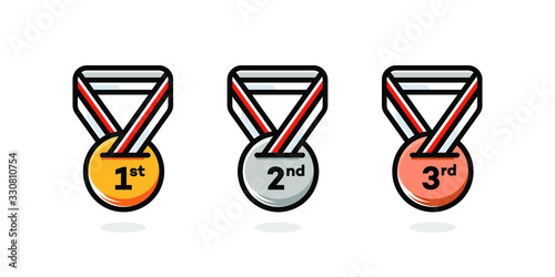 1st 2nd 3rd medal first place second third award winner badge guarantee winning prize ribbon symbol sign icon logo template Vector clip art illustration